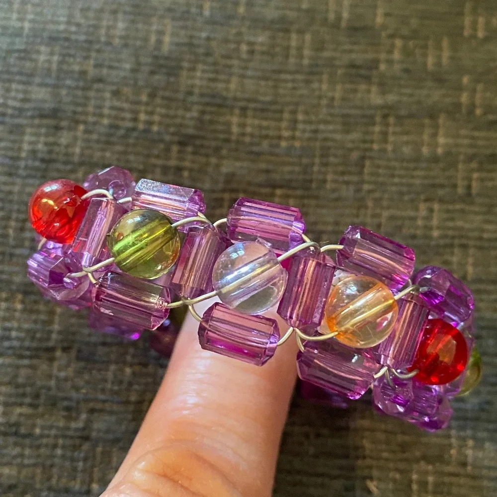 Pampered Chef‎ Beaded Napkin Rings Set of 6 Purple Red Green Amber